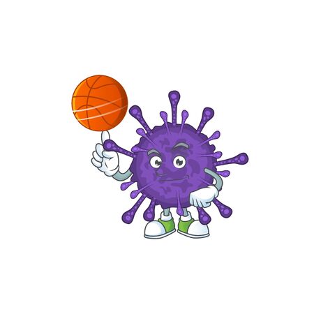 Attractive coronavirinae cartoon character design with basketballのイラスト素材