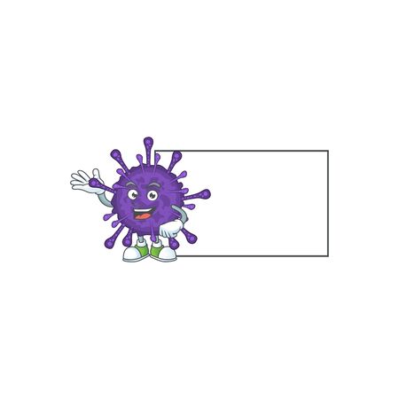 Coronavirinae with board cartoon mascot design styleのイラスト素材