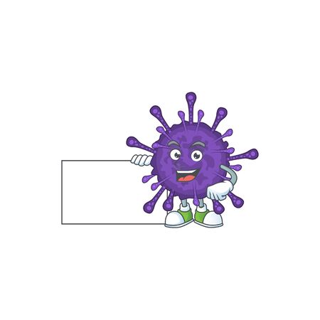 Funny coronavirinae cartoon design Thumbs up with a white boardのイラスト素材
