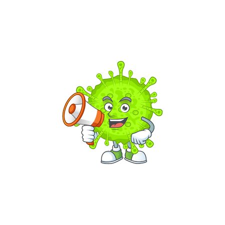 A picture of orthocoronavirinae with a megaphone. Vector illlustrationのイラスト素材