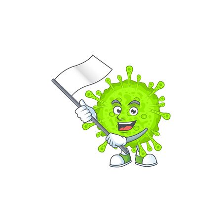 A patriotic orthocoronavirinae mascot character design holding standing flag. Vector illlustrationのイラスト素材