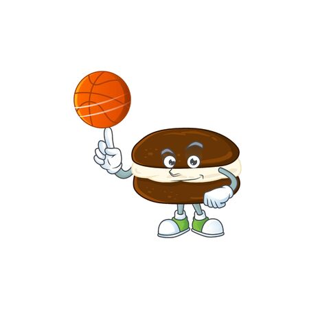 Attractive whoopie pies cartoon design with basketball. Vector illustrationのイラスト素材