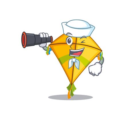 Kite in Sailor cartoon character design with binocular. Vector illustrationのイラスト素材