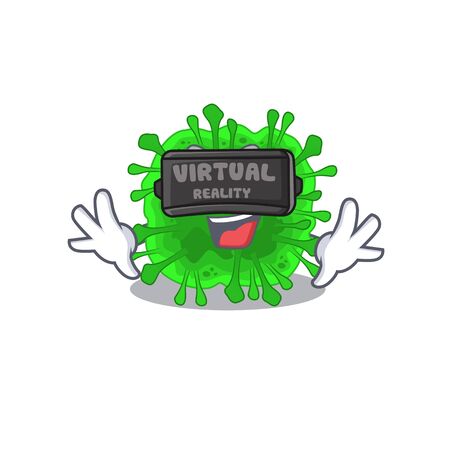 A picture of minunacovirus character with Virtual reality headset. Vector illustrationのイラスト素材