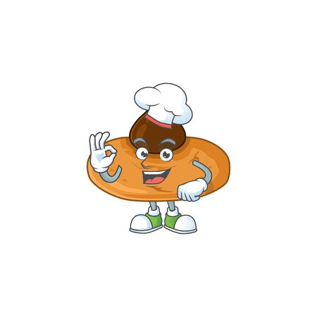 A picture of kiss cookies cartoon character wearing white chef hat. Vector illustrationのイラスト素材