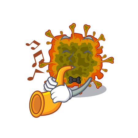 Duvinacovirus cartoon character design playing a trumpetのイラスト素材