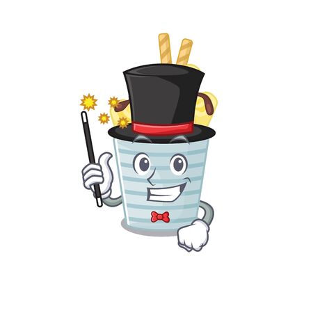 Charming ice cream banana rolls cartoon design performance as a Magician styleのイラスト素材