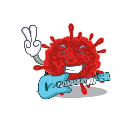 Super cool buldecovirus cartoon playing a guitarのイラスト素材