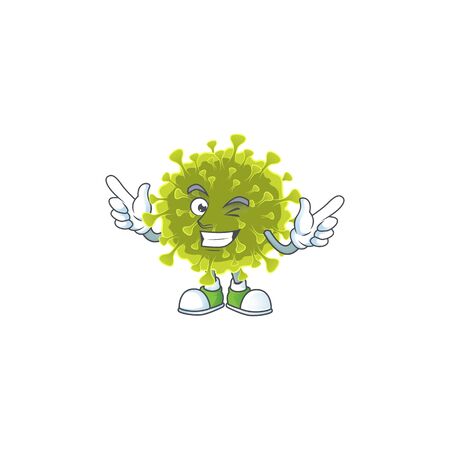 Funny global coronavirus outbreak cartoon design style with wink eye faceのイラスト素材