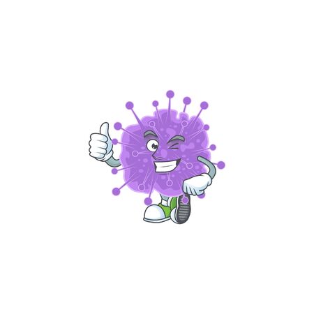 Coronavirus influenza cartoon character making Thumbs up finger. Vector illustrationのイラスト素材