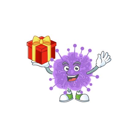 A mascot design style of coronavirus influenza showing crazy face. Vector illustrationのイラスト素材