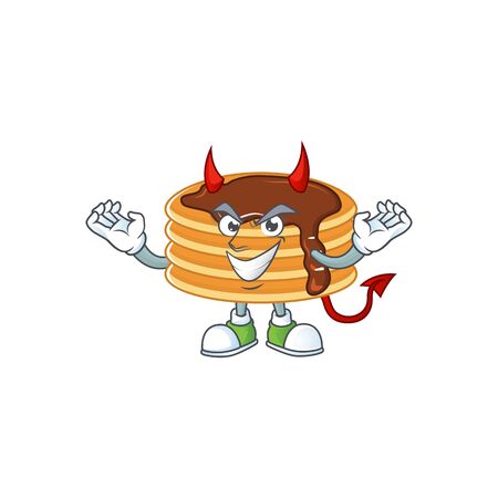 A picture of devil chocolate cream pancake cartoon character designのイラスト素材