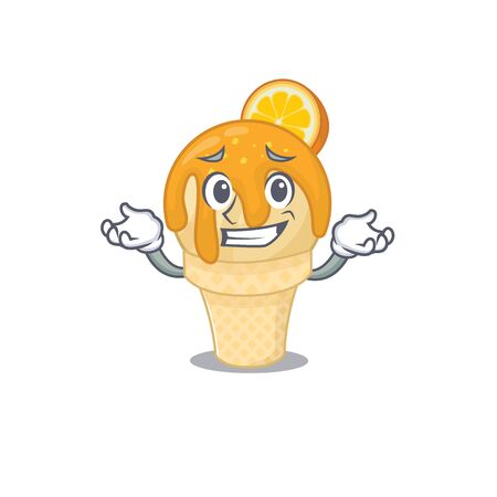 A picture of grinning orange ice cream cartoon design conceptのイラスト素材