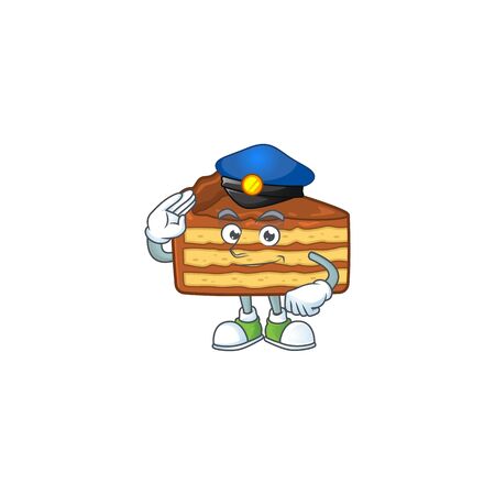 A dedicated Police officer of chocolate slice cake mascot design style. Vector illustrationのイラスト素材