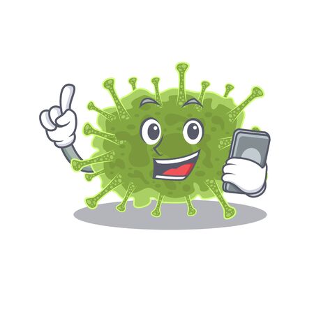 Haploviricotina cartoon with character speaking on phoneのイラスト素材