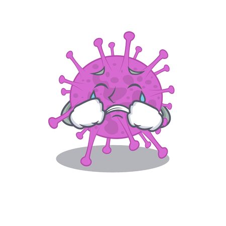 Cartoon character design of avian coronavirus with a crying faceのイラスト素材