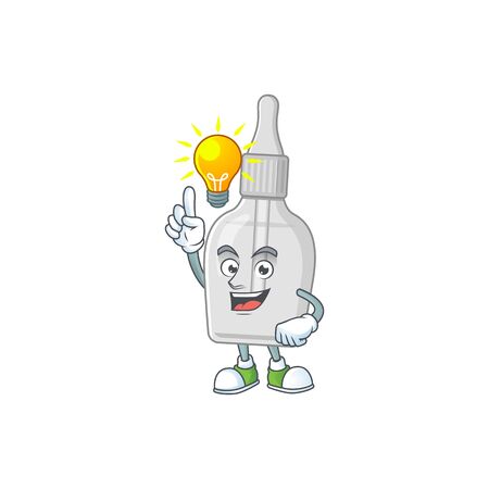 A genius bottle with pipette mascot character design have an idea. Vector illustrationのイラスト素材