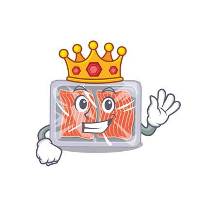 A Wise King of frozen salmon mascot design style. Vector illustrationのイラスト素材