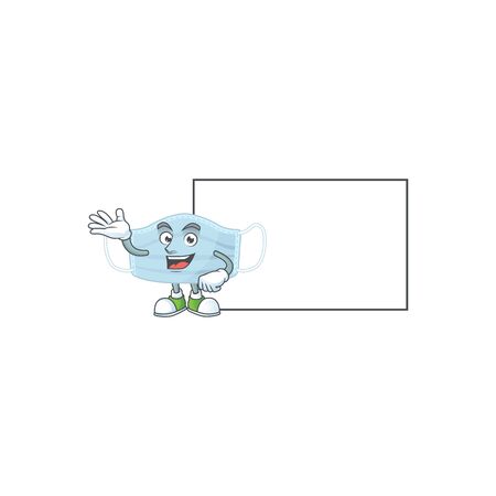 An image of surgery mask with board mascot design style. Vector illustrationのイラスト素材