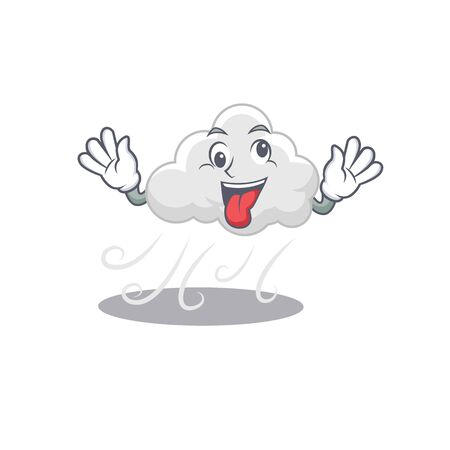 A cartoon design of cloudy windy having a crazy face. Vector illustrationのイラスト素材