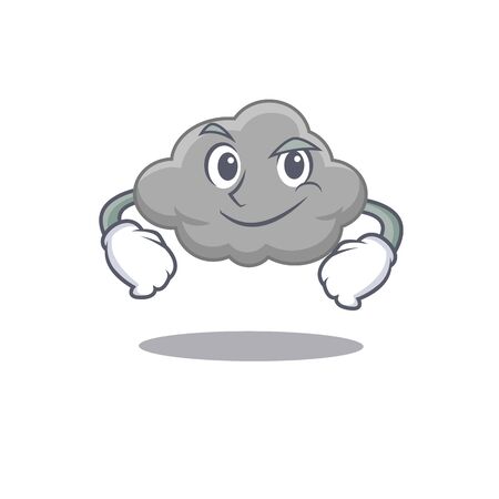 A mascot design of grey cloud having confident gesture. Vector illustrationのイラスト素材