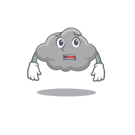 Cartoon design style of grey cloud showing worried face. Vector illustrationのイラスト素材