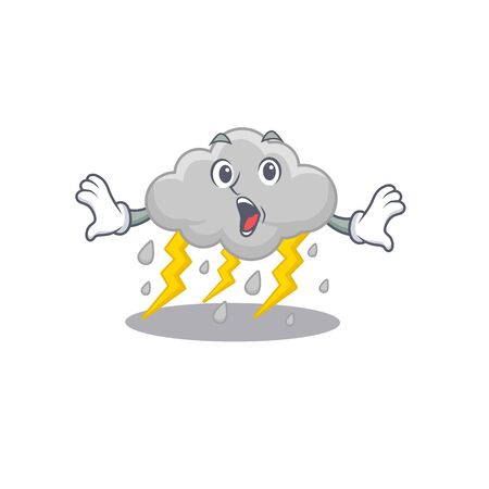 Cartoon design style of cloud stormy has a surprised gestureのイラスト素材
