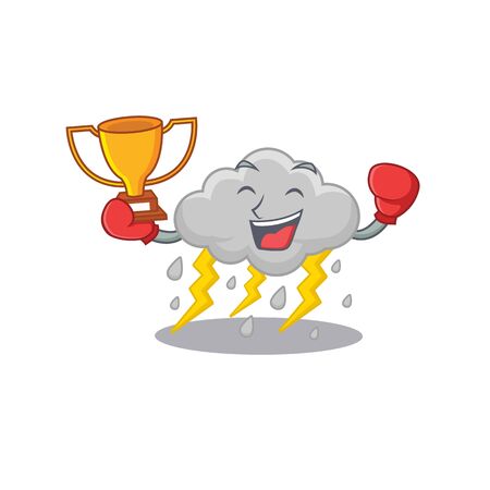 An elegant boxing winner of cloud stormy mascot design styleのイラスト素材