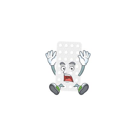 Pills cartoon character design showing shocking gesture. Vector illustrationのイラスト素材