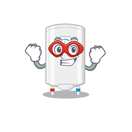 A cartoon character of gas water heater performed as a Super heroのイラスト素材