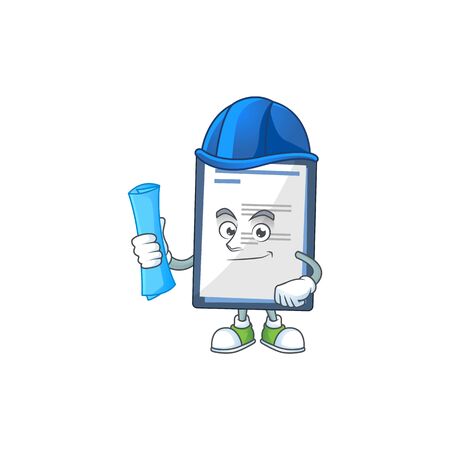 Talented Architect medical note cartoon design style having blue prints. Vector illustrationのイラスト素材