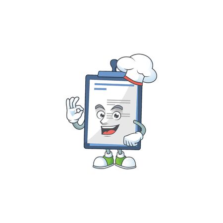 Medical note cartoon design style proudly wearing white chef hat. Vector illustrationのイラスト素材