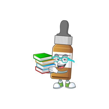 A mascot design of liquid bottle student character with book. Vector illustrationのイラスト素材