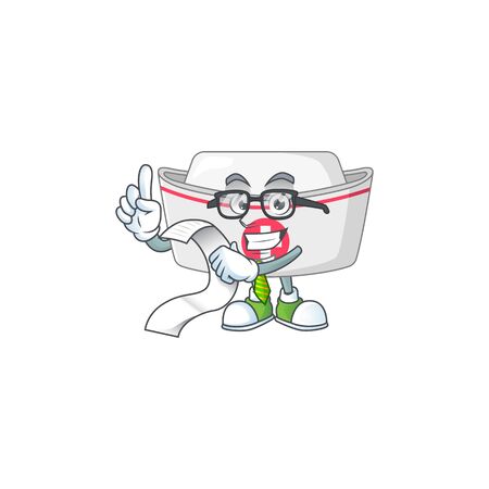 Mascot cartoon concept of nurse hat with menu list. Vector illustrationのイラスト素材