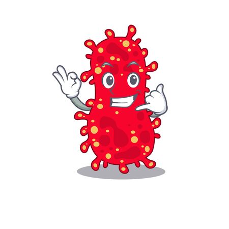 Cartoon design of moraxella with call me funny gesture. Vector illustrationのイラスト素材