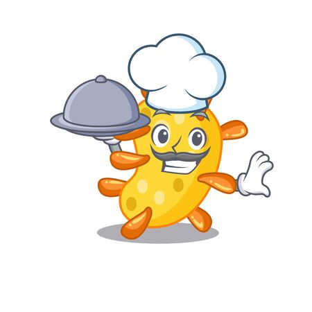 Vibrio Chef Cartoon Character Serving Food On Trayのイラスト素材 イメージマート