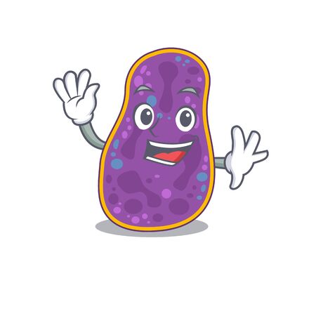 A charismatic shigella sp. bacteria mascot design style smiling and waving hand. Vector illustrationのイラスト素材