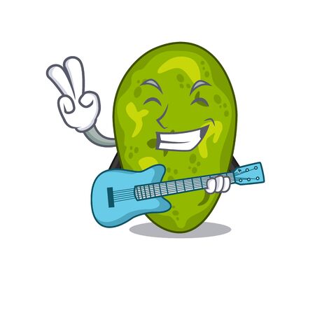 Talented musician of cyanobacteria cartoon design playing a guitarのイラスト素材