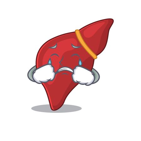 Cartoon character design of healthy human liver with a crying faceのイラスト素材