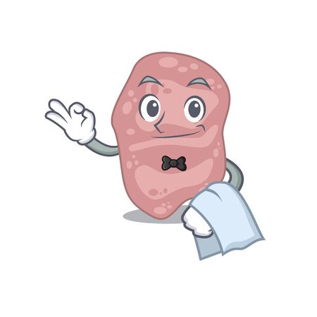 A cartoon character of verrucomicrobia waiter working in the restaurantのイラスト素材