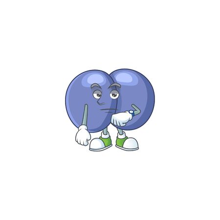 Streptococcus pneumoniae with waiting gesture cartoon mascot design concept. Vector illustrationのイラスト素材