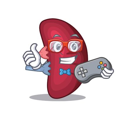 Mascot design concept of human spleen gamer using controllerのイラスト素材