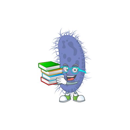 A mascot design of salmonella typhi student character with bookのイラスト素材