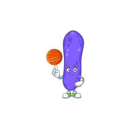 An athletic escherichia coli cartoon design style playing basketball. illustrationのイラスト素材