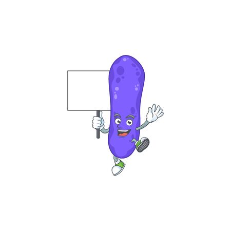 Sweet escherichia coli cartoon character rise up a board. illustrationのイラスト素材