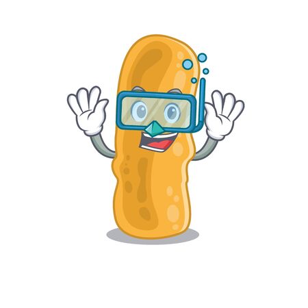 Shigella flexneri mascot design concept wearing diving glassesのイラスト素材