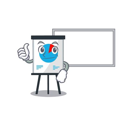 Humorous graph cartoon design Thumbs up bring a white board.  illustrationのイラスト素材