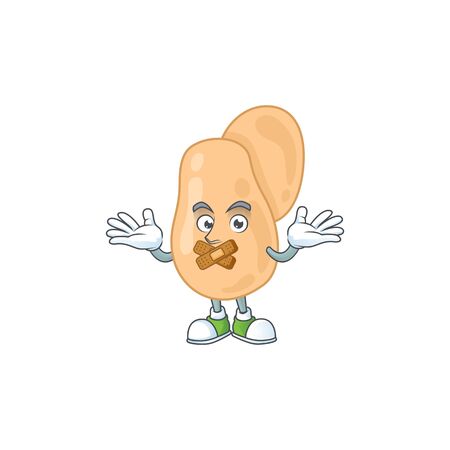 Sarcina mascot cartoon design with quiet finger gesture. Vector illustrationのイラスト素材