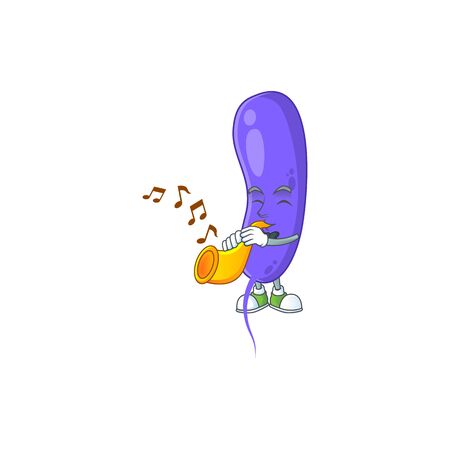 Talented musician of cholerae mascot design playing music with a trumpet. Vector illustrationのイラスト素材