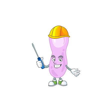 A cartoon image of clostridium botulinum in a automotive characterのイラスト素材